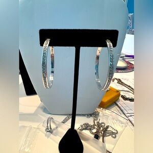 Sterling Silver/CZ large hoops